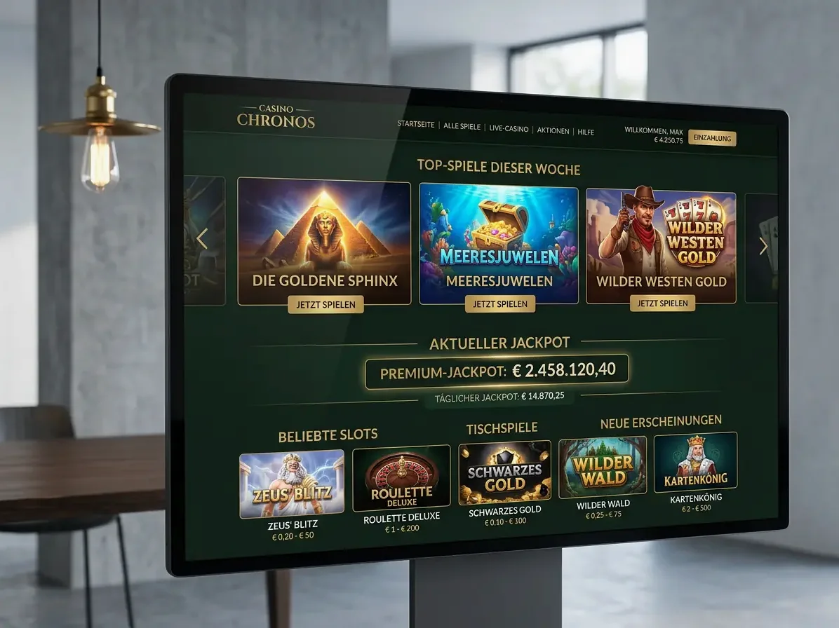 Startseite von Spinrollz mit Spielen und Aktionen